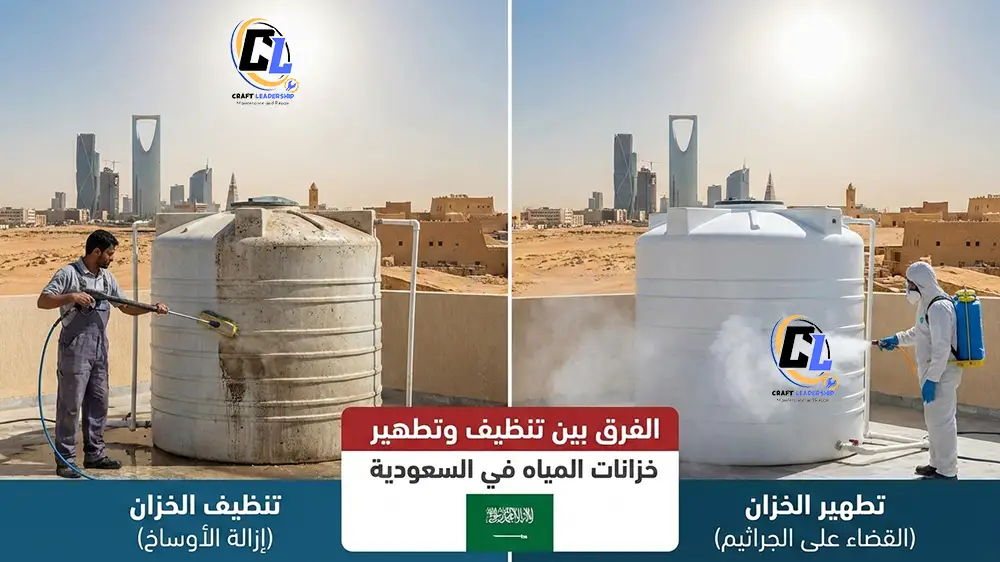 الفرق بين تنظيف الخزان وتطهيره